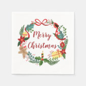 Serviette En Papier Simple Merry Christmas Wreath | Napkin (Devant)