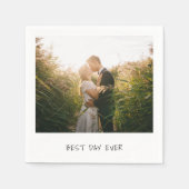 Serviette En Papier Simple mignon photo Mariage moderne (Devant)