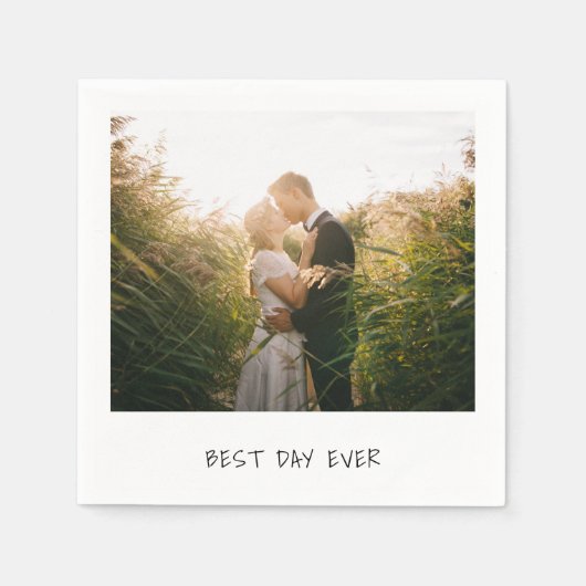 Serviette En Papier Simple mignon photo Mariage moderne (Devant)