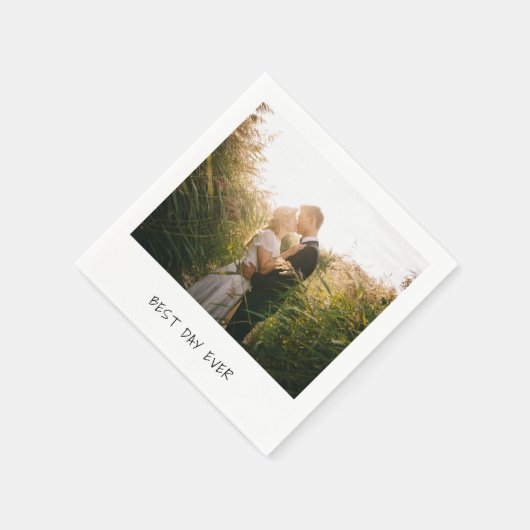 Serviette En Papier Simple mignon photo Mariage moderne (Coin)