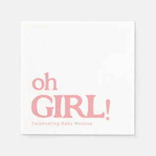 Serviette En Papier Simple mignonne Baby shower rose Oh fille