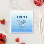 Serviette En Papier Simple mignonne Baleine Bleu Mer Océan Anniversair (En situation)