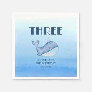 Serviette En Papier Simple mignonne Baleine Bleu Mer Océan Anniversair