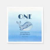 Serviette En Papier Simple mignonne Baleine Bleue Mer 1er anniversaire (Devant)