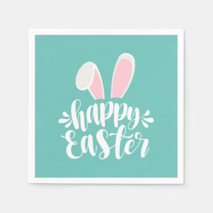 Serviette En Papier Simple Mignonne Lapin Oreilles Joyeuses Pâques S