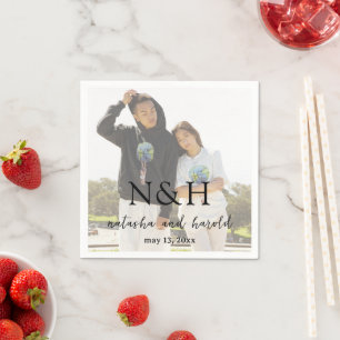 Serviette En Papier Simple minima gras monogramme photo Mariage modern