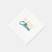 Serviette En Papier simple minimal ajouter nom monogramme orange bleu  (Coin)