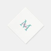 Serviette En Papier simple minimal ajouter nom monogramme vert rose bl (Coin)
