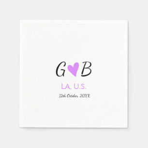 Serviette En Papier SIMPLE MINIMAL ajouter votre nom de couple nom de
