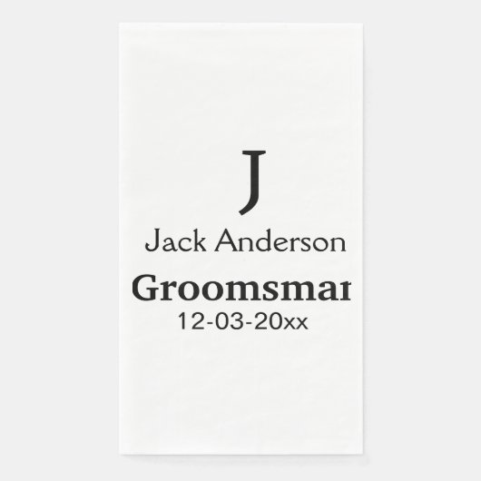 Serviette En Papier SIMPLE MINIMAL ajoutez votre nom cadeau personnali (Devant)