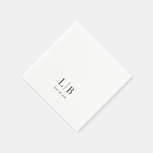 Serviette En Papier Simple minimal Élégant Mariage des initiales de mo (Coin)