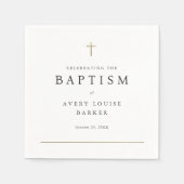 Serviette En Papier Simple minimal Gold Cross Baptême religieux (Devant)