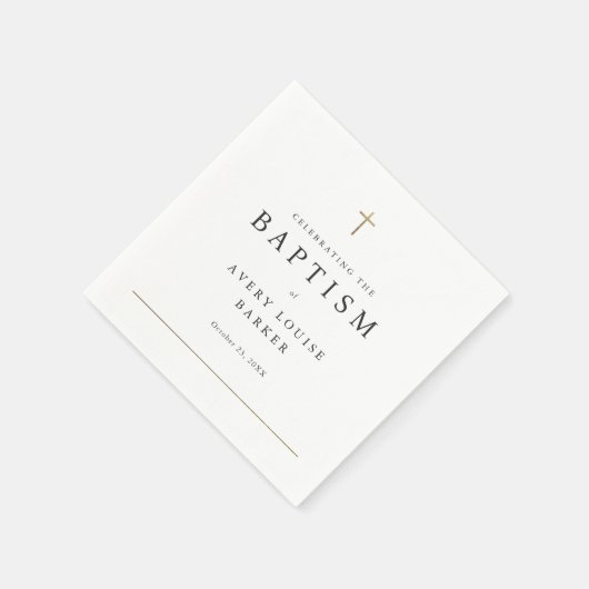 Serviette En Papier Simple minimal Gold Cross Baptême religieux (Coin)