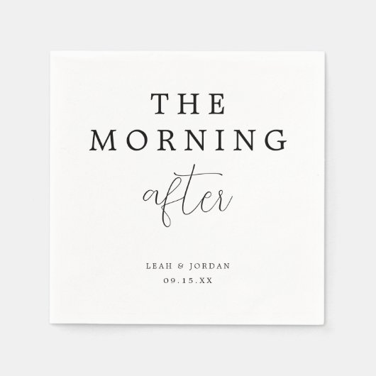 Serviette En Papier Simple Minimal Le Matin Après Brunch Mariage (Devant)