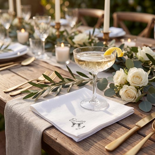 Serviette En Papier Simple minimalist hand drawn cocktail wedding