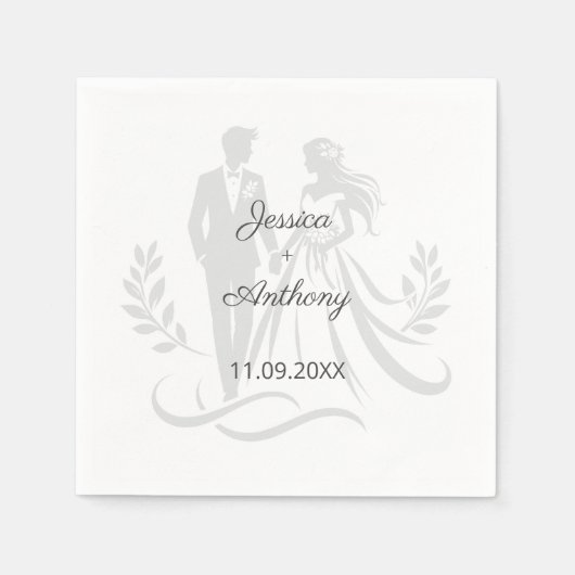 Serviette En Papier Simple Minimalistc Elegant Custom Name Wedding (Devant)