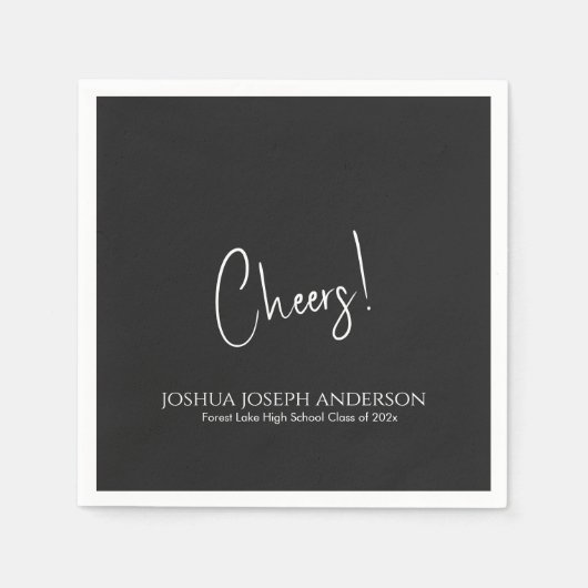 Serviette En Papier Simple minimaliste Black Graduation Party (Devant)