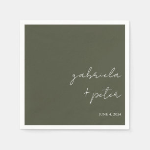 Serviette En Papier Simple minimaliste Olive Green Mariage moderne