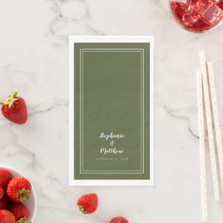 Serviette En Papier Simple minimaliste Olive Green Mariage moderne