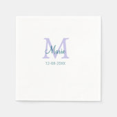 Serviette En Papier simple minimum ajouter nom monogramme violet vert (Devant)