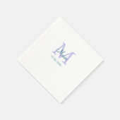 Serviette En Papier simple minimum ajouter nom monogramme violet vert  (Coin)