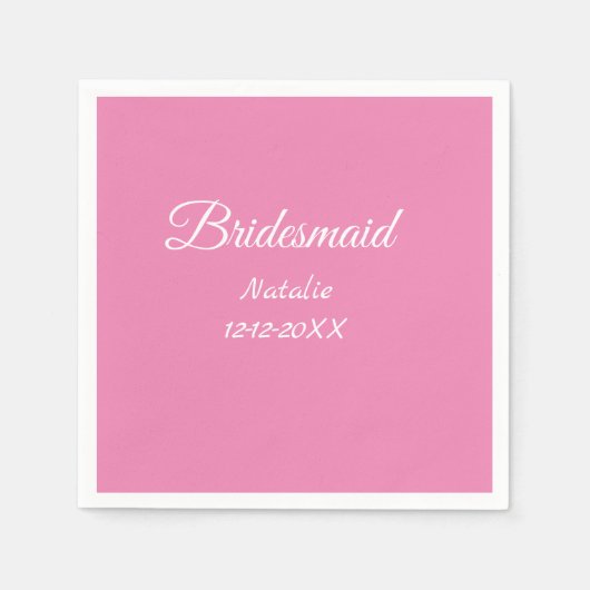 Serviette En Papier Simple minimum rose bridesmaid ajouter le nom de l (Devant)