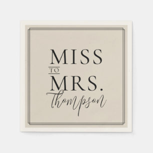 Serviette En Papier Simple Miss to Mme Ecru Ivory Papier Fête des mari