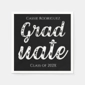 Serviette En Papier Simple Modern Calligraphy Graduation Black (Devant)