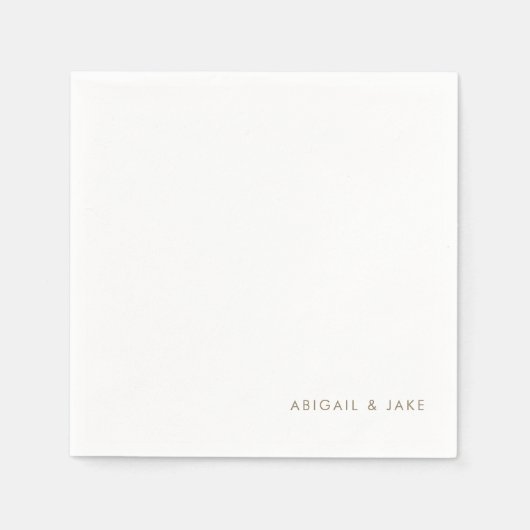 Serviette En Papier Simple Modern Font Gold Text Names Wedding (Devant)