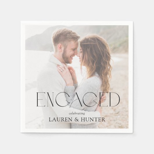Serviette En Papier Simple Modern Photo Engagement (Devant)