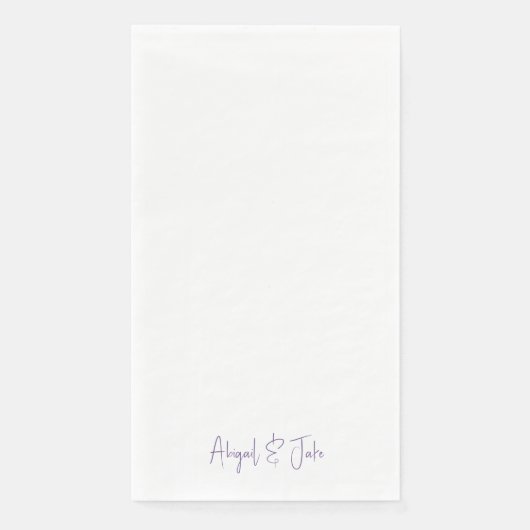 Serviette En Papier Simple Modern Script Noms Lavender Mariage (Devant)