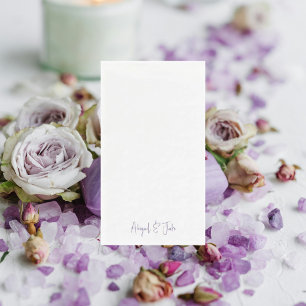 Serviette En Papier Simple Modern Script Noms Lavender Mariage