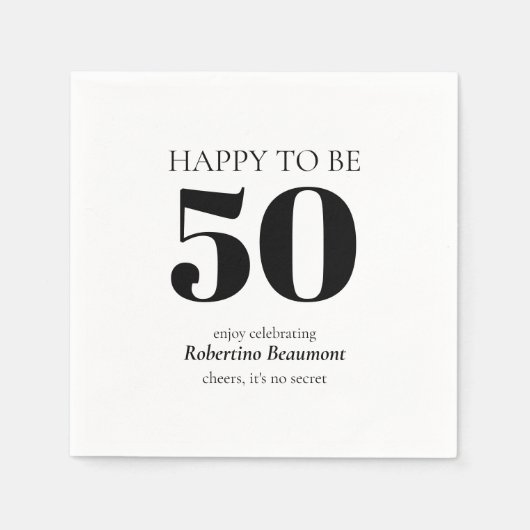 Serviette En Papier Simple Modern Surprise 50th Birthday Party (Devant)
