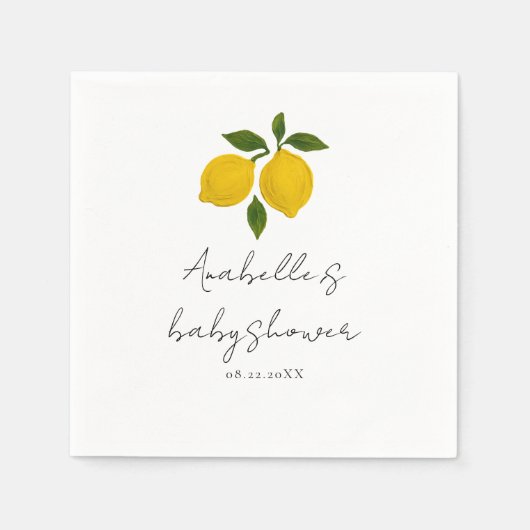 Serviette En Papier Simple Modern Yellow Lemon Bicycle Baby Shower (Devant)