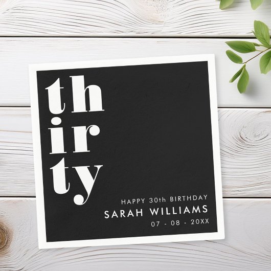 Serviette En Papier Simple moderne 30e fête d'anniversaire
