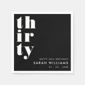 Serviette En Papier Simple moderne 30e fête d'anniversaire (Devant)