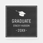 Serviette En Papier Simple moderne Black & White Graduation Party (Devant)