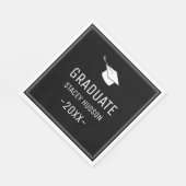 Serviette En Papier Simple moderne Black & White Graduation Party (Coin)