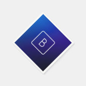 Serviette En Papier Simple moderne bleu foncé Ombre dégradé et monogra (Coin)