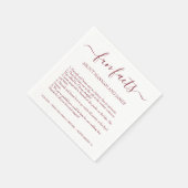 Serviette En Papier Simple Moderne Burgundy Script Fun Fun Faits Maria (Coin)