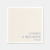 Serviette En Papier Simple moderne Ecru Blue Minimal Mariage personnal (Devant)