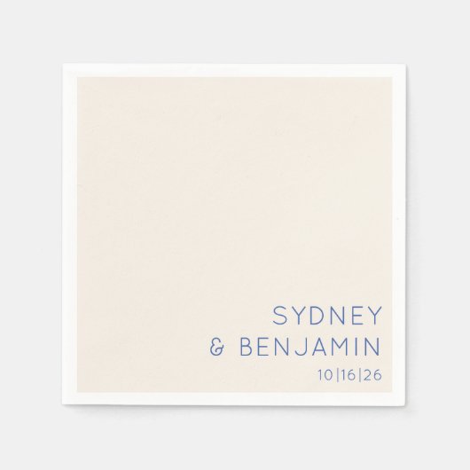 Serviette En Papier Simple moderne Ecru Blue Minimal Mariage personnal (Devant)