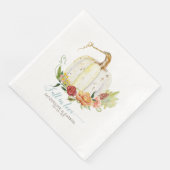 Serviette En Papier Simple moderne élégant Citrouille blanc floral (Coin)