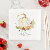 Serviette En Papier Simple moderne élégant Citrouille blanc floral (En situation)