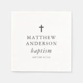 Serviette En Papier Simple moderne Elegant Cross Baby Baptism (Devant)