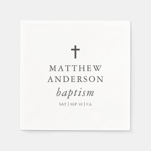 Serviette En Papier Simple moderne Elegant Cross Baby Baptism (Devant)