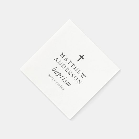 Serviette En Papier Simple moderne Elegant Cross Baby Baptism (Coin)