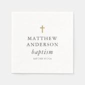 Serviette En Papier Simple moderne Elegant Cross Baby Baptism (Devant)