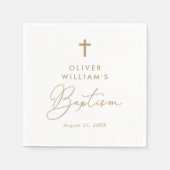 Serviette En Papier Simple moderne Elegant Cross Baby Baptism (Devant)