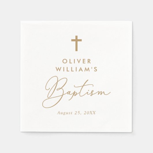 Serviette En Papier Simple moderne Elegant Cross Baby Baptism (Devant)